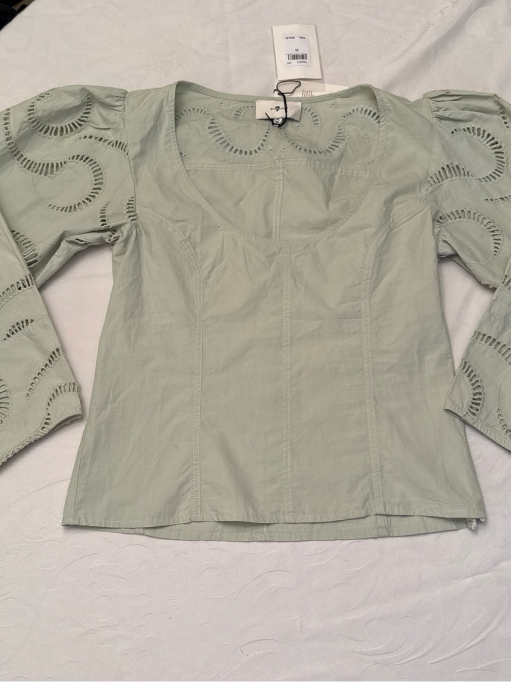 NWT Women's Sage Green Eyelet long Sleeve Top